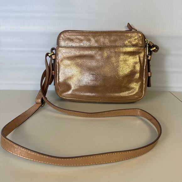 FOSSIL Rose Gold Piper Toaster Metallic Leather Crossbody Purse Shoulder Bag - Picture 8 of 14